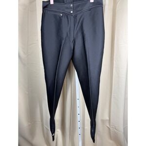Vintage 1980s Peregrine Sun Valley Skiwear Wool Blend Stirrup Pants Black 14R